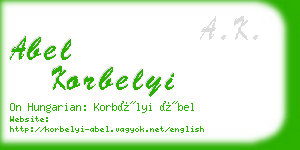 abel korbelyi business card